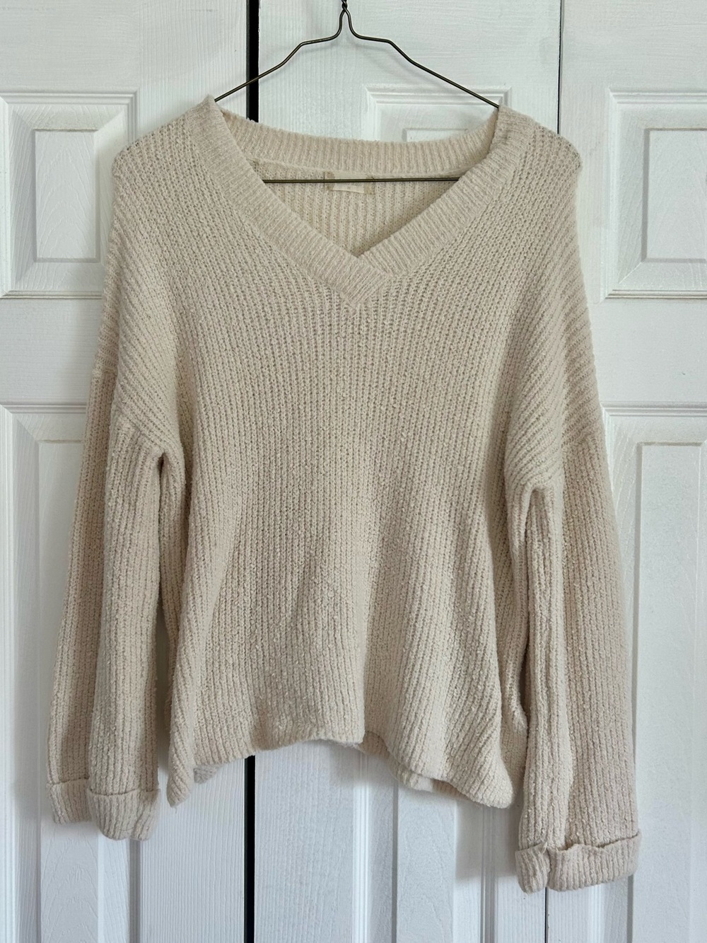 Altar’d Stare Cozy V-Neck Women's Sweater in Cream